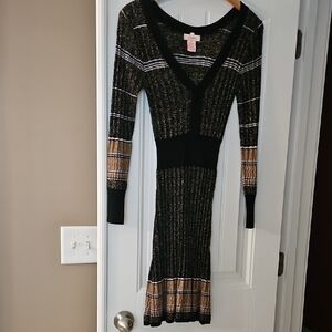 Candie's Black and Gold Long Sleeve Dress - Like New